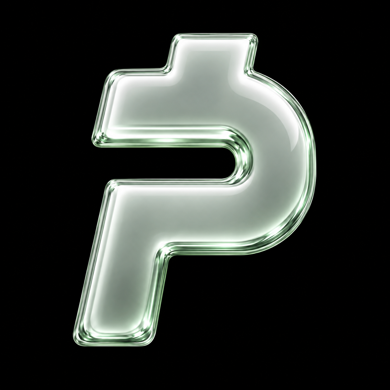 PAIDPONS symbol in polished silver with mint reflections